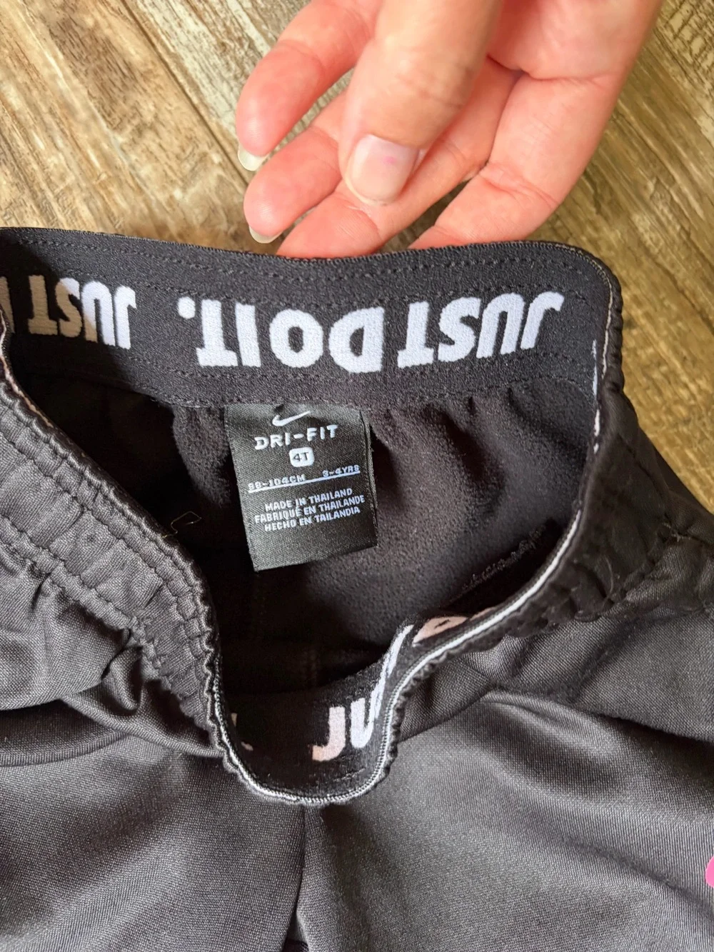 Nike Girls' Gray & Black Athletic Bottoms with Pink Accent